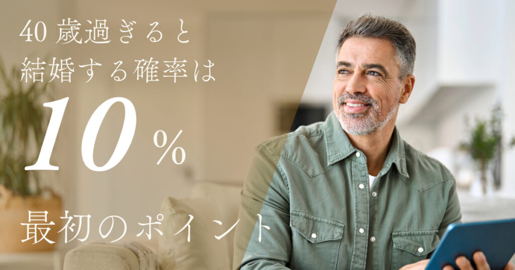 40歳すぎると結婚する確率は10％！最初のポイント！